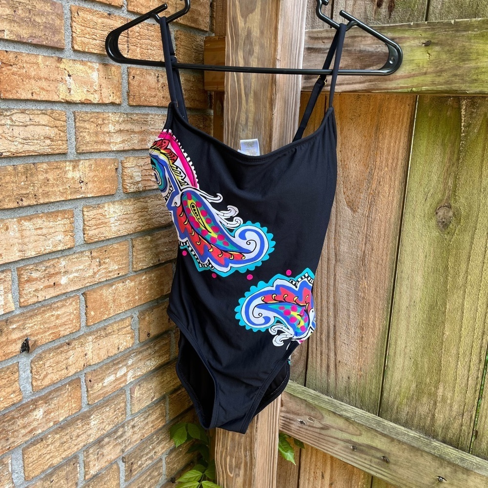 Anne Cole Black and Red One Piece Swimsuit